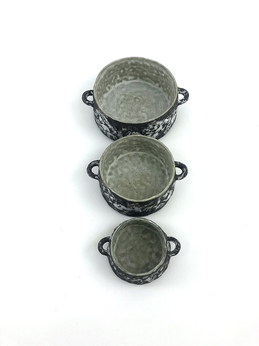 Μαύρα δοχεία, τριπλό σετ με χερούλια Νο1